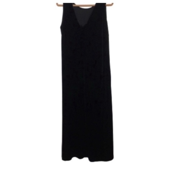 VINTAGE DJ INTERNATIONAL Dress Maxi Stretch Velvet Sleeveless Formal Black 16 - Picture 4 of 10
